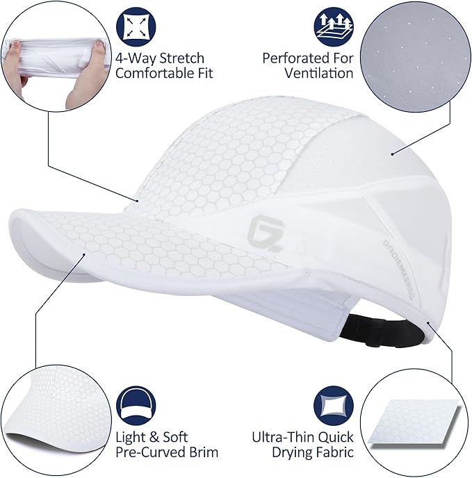 GADIEMKENSD Stretch Running Hat with Soft Brim, Quick Dry, Unstructured, Unisex-Adult