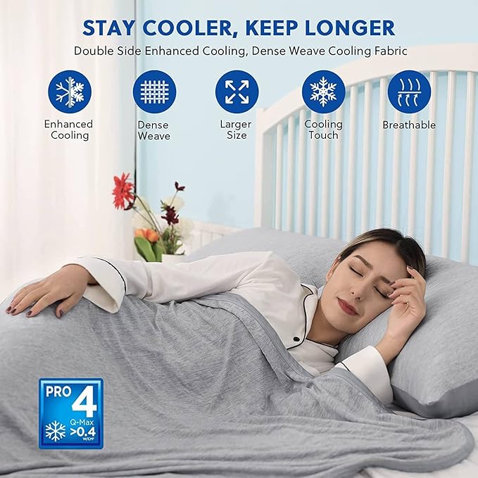 HOMFINE Cooling Blankets for Hot Sleepers - Summer Blanket Thin Lightweight Breathable Soft Double Side Enhanced Cooling for Bed Couch Sofa, Keep Cool for Night Sweats (Grey, 90 x 90 inches)