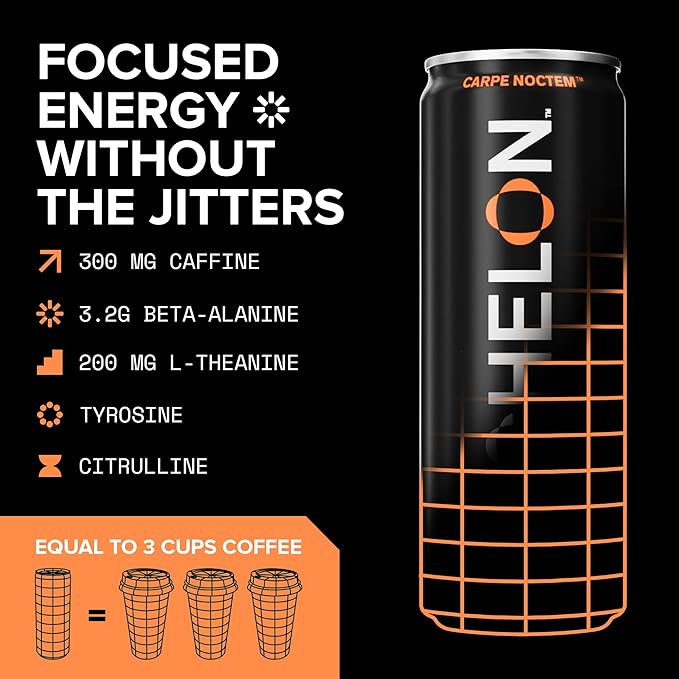 Echelon Pre-Workout Energy Drink - 12-Pack, Mango Reaper - Peak Performance, Sustained Energy, Focus and Endurance Dietary Supplement - 300mg of Caffeine, Beta-Alanine, L-Theanine & Fiber - Vegan