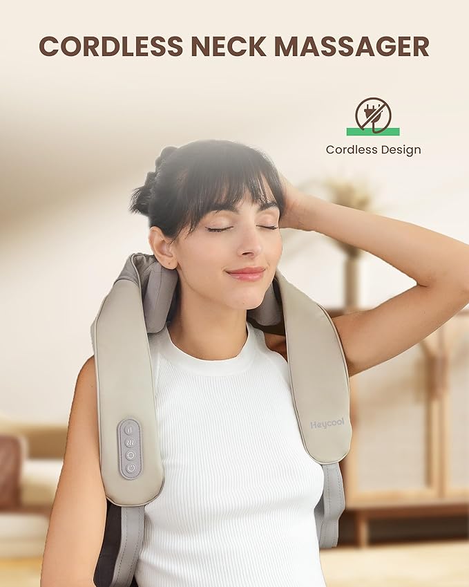 Cordless Neck Shoulder Massager with Heat, Back Massager Pillow, Gifts for Men, Women