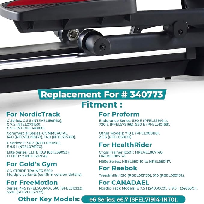 Elliptical Roller Wheel 340773 Polyurethane 90°Hardness Quiet LongLasting Fits For TreadLife For ProForm For NordicTrack