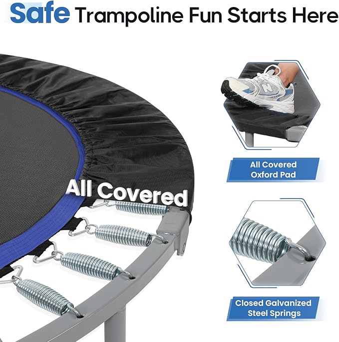 BCAN 38"/40''/48'' Foldable Mini Trampoline Fitness Trampoline with Safety Pad,Rebounder Exercise Trampoline for Adults Indoor/Garden Workout,Max Load 300lbs/440lbs
