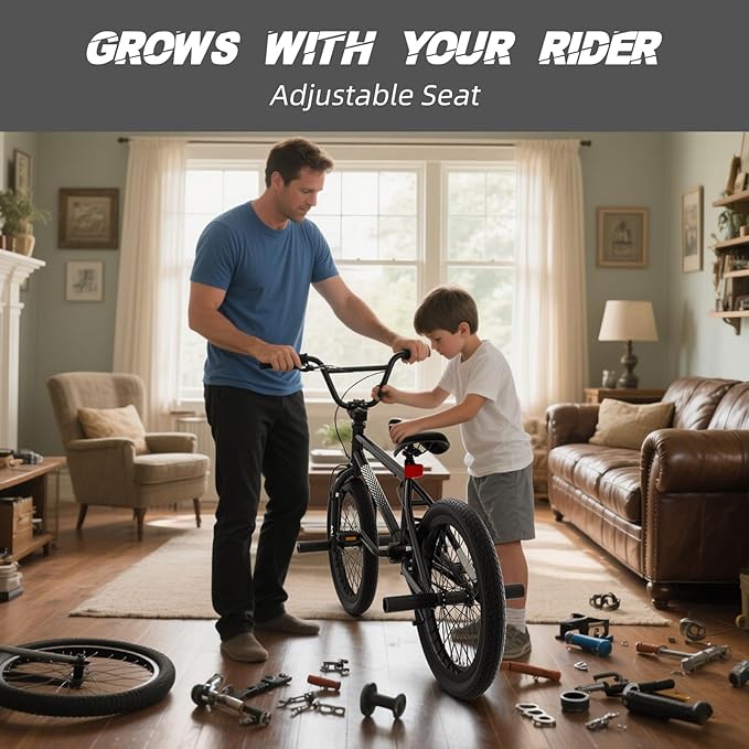 67i Boys BMX Bike 18/20 Inch Ages 8-12 Kids Bicycle with Front Rear U Brake Adjustable Seat Iron Fork 2.09" Wide Tires