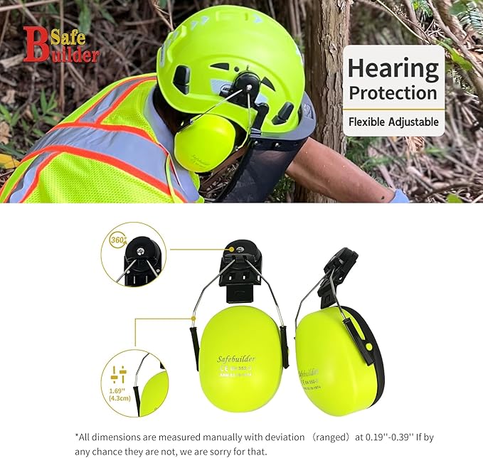 Forestry Safety Helmet with Build-in Visor Mesh Face Shield Ear Muffs 4 in 1 Chainsaw Safety Hard Hats