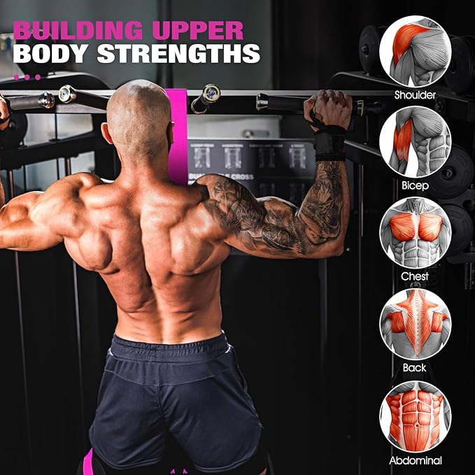 HPYGN Pull Up Assistance Bands, Heavy Duty Resistance Band for Pull Up Bar, Adjustable Weight/Size with Fabric Feet/Knee Rest, Bands for Pull Up Assist for Strength Training, Pull Up Assist Band