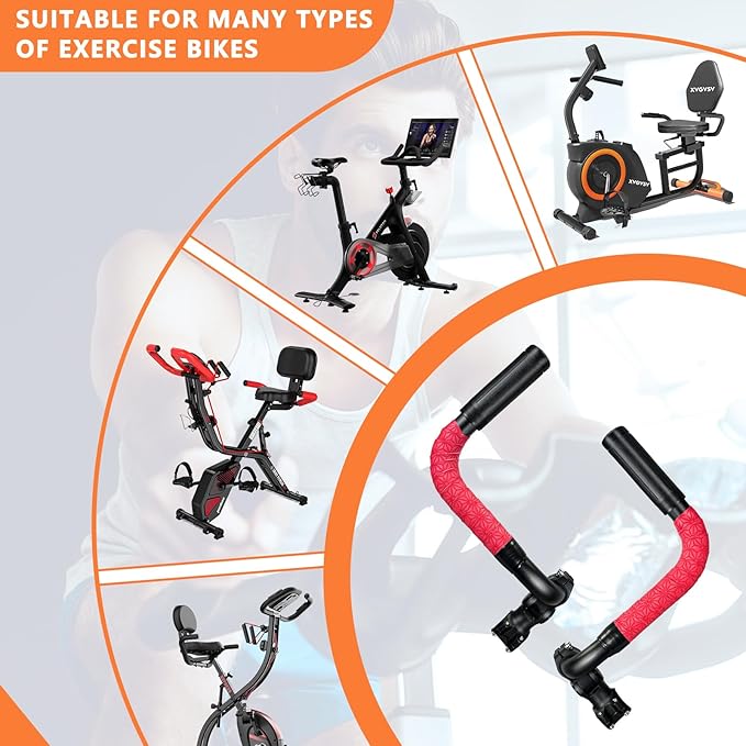 Handlebar Extender for Peloton Indoor Exercise Bikes, 1 Pair of Ultimate Handlebar Extension of Peloton Accessories (Sheep-horn (with Red Tapes & Grips))