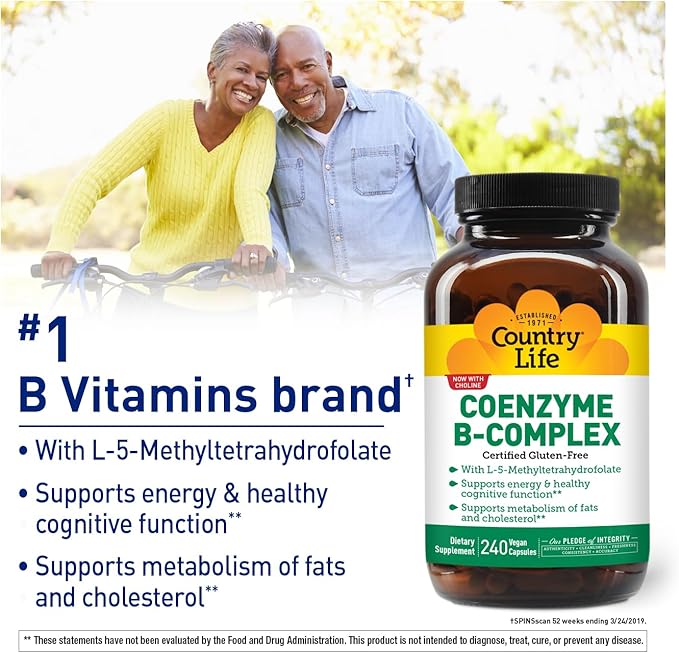 Country Life, Coenzyme B-Complex Vitamin, Support Energy and Metabolism, Daily Supplement, 240 ct