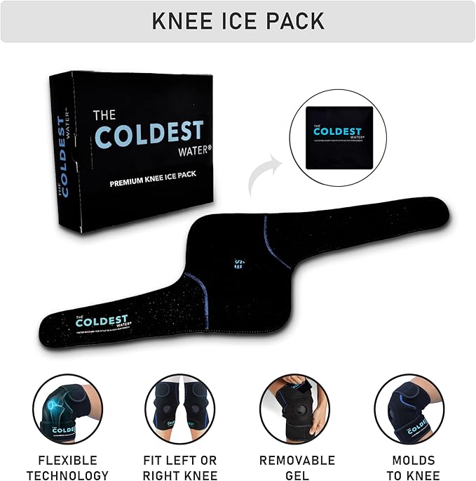 Coldest Knee Ice Pack Wrap, Hot and Cold Therapy - Reusable Compression for Meniscus Tear, Injury Recovery, Sprains, Swelling, Ice Packs After Surgery, Rheumatoid Arthritis, ICY Cold Brace - 2 Pack