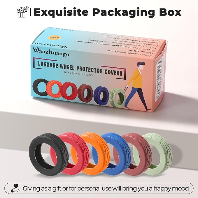 8 Pcs Upgrade Luggage Wheel Covers, Carry On Luggage Suitcases,Wear-Resistant, Anti-Noise, Silicone Wheel Protective Covers for 2-2.4" Spinner Wheel,Essential Travel Accessories (Black)