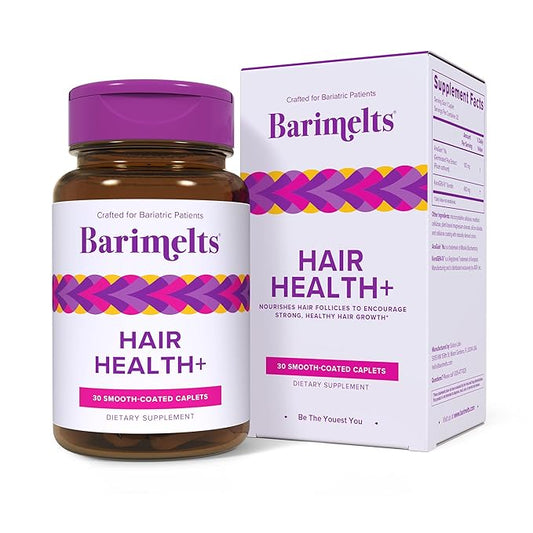 Barimelts Hair Health+ for GLP-1 Users and Bariatric Patients - Hair Growth Supplement Helps Reduce Visible Hair Thinning - 30 Smooth-Coated Caplets (1-Month Supply)