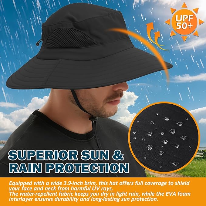EINSKEY Wide Brim Sun Hat, UPF 50+ UV Protection Waterproof Packable Bucket Hat for Men & Women, Fishing Hiking Beach Garden