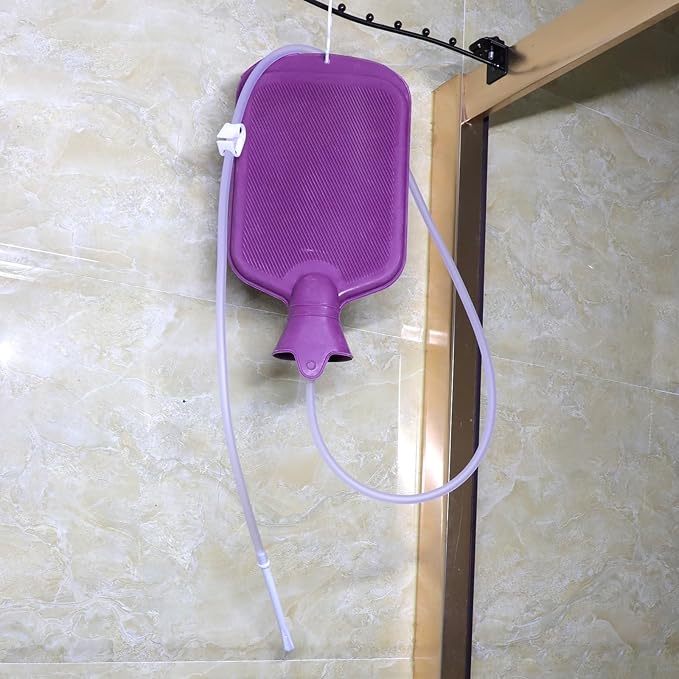 Enema Bag Kit with 5ft Hose Coffee Enemas at Home Water Shower Douche Colon Detox Cleanse Kit with Tubing, Tips, Clamp and Hook