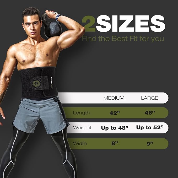 ActiveGear Premium Waist Trimmer & Trainer Belt for Men and Women - Sweat-Enhancing Slimming Wrap for Stomach, Adjustable Fit