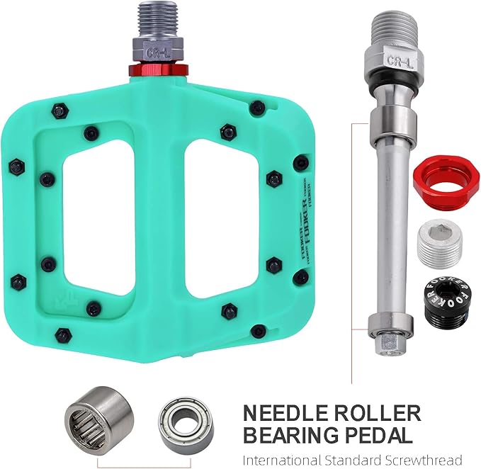 FOOKER MTB Pedals Mountain Bike Pedals 3 Bearing Non-Slip Lightweight Nylon Fiber Bicycle Platform Pedals for BMX MTB 9/16"