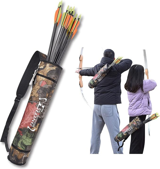 Elong Adjustable Archery Back Arrow Quiver Holder - Upgraded Quiver Arrows for Compound Recurve Bow and Hunting Target Practicing Youth and Adults