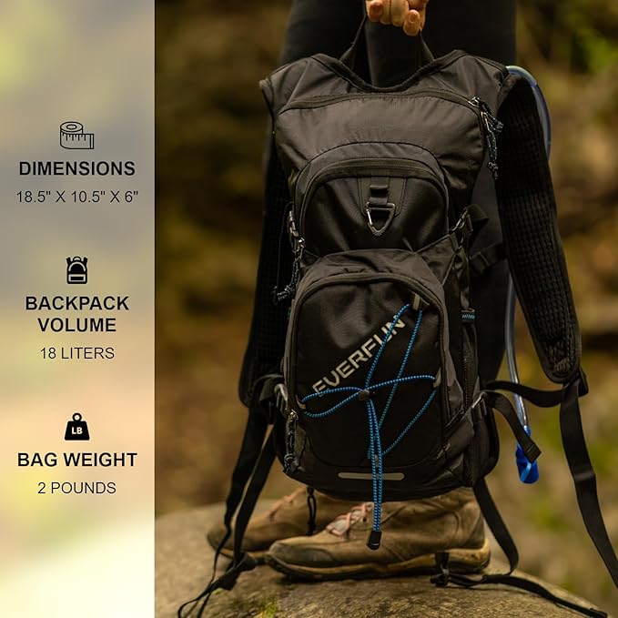 Everfun Hydration Backpack 18L with Water Bladder 2L/3L Hiking Water Backpack Women Men Hydration Pack Insulated Lightweight Day Hydropack with Storage for Hiking, Biking, Running, Festival