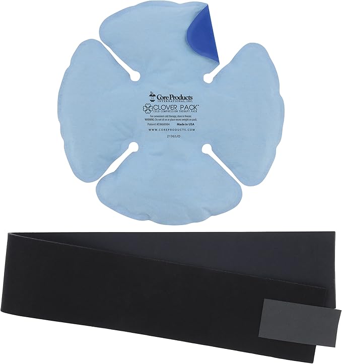 Core Products Clover Pack Frost Free Cold Therapy, Flexible for Knee, Shoulder, Elbow & Ankle with Compression Strap - Made in The USA