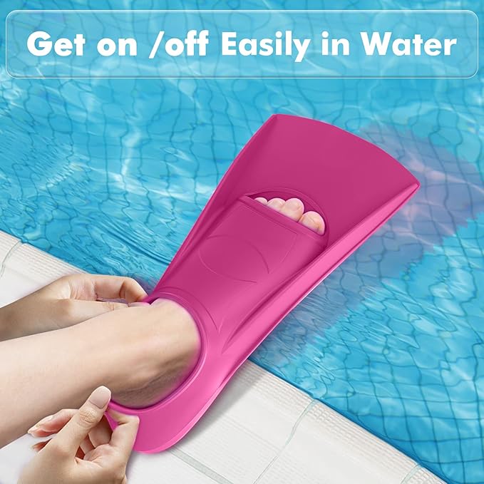 Gintenco Swim Fins, Kids Swim Training Fins for Lap Swimming, Travel Size Flippers with Mesh Bag, Silicone Swimming Fins for Kids Teens Adults Women Men