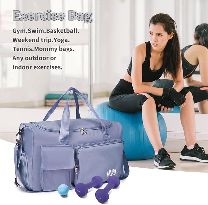 FIORETTO Women's Gym Duffle Bag with Shoes Compartment, 37L Capacity, Ideal for Travel, Gym, Sports, Duffel, Weekender