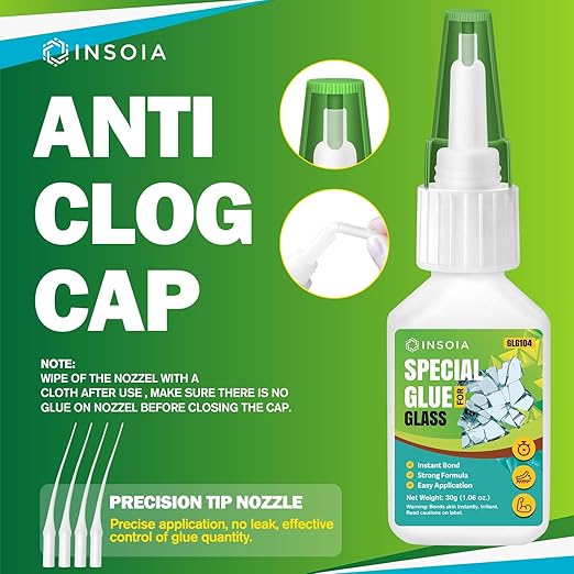 Glass Glue, 30g Clear Super Glue for Glass Repair Quick Fix Glass Adhesive Heavy Duty Strong Crazy Instant Glue for Bonding Glass, Acrylic, Ceramics, Mirrors, DIY Crafts
