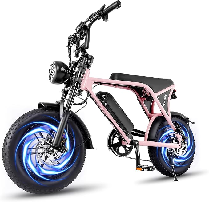 Electric Bike for Adults, Fat Tire EBike, 36V 10.4Ah Removable Battery, 500W Upgrade Motor, 20MPH Commuter Bike, V8 Mini Electric Bicycle for Mountains, Snow, Sand, Road