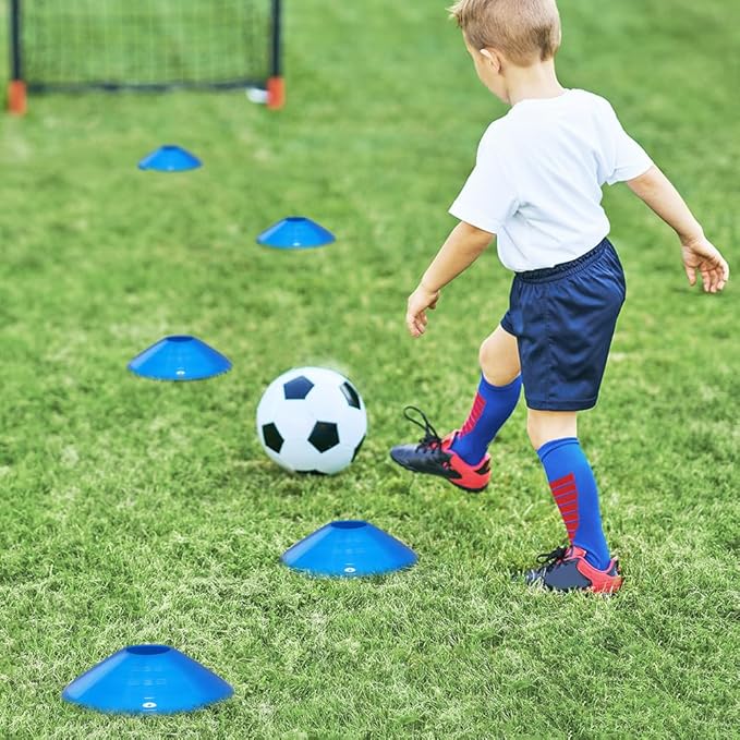 GHB Soccer Cones 25/50/100 Pack Disc Soccer Sport Cones Training Field Marker Agility Cones for Traffic, Basketball, Coaching, Practice Equipment Includes Cone Drills Guide