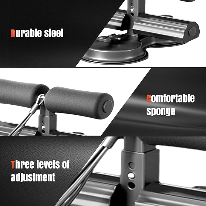 Ab dominal training aid, double suction cup trainer, three-level height adjustment, multifunctional adjustable abdominal trainer with drawstring, suitable for home fitness