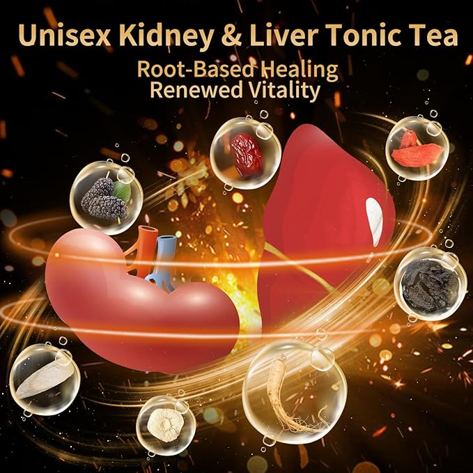 Fangkic Kidney Tea Formula Ginseng Six Treasure, (480g/1Box) 32 Packs Ginseng Five Treasure Aid Root Men's Kidney Cleanse Detox Tea, 7 Precious Organic Ingredient Formula, Chinese Herbal