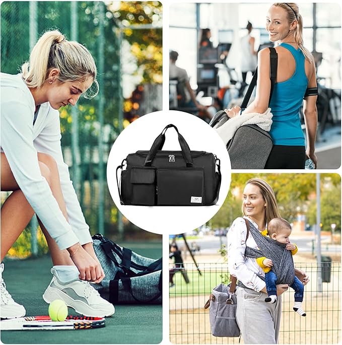 FIORETTO Women's Gym Duffle Bag with Shoes Compartment, 37L Capacity, Ideal for Travel, Gym, Sports, Duffel, Weekender