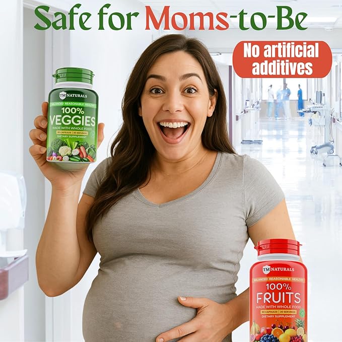 Fruit and Veggies Supplement Vitamins for Men and Women Super Fruits and Veggies Capsules to Support Balanced Nutrition and Energy Levels Whole Natural Super Foods 180 Count (Pack of 4)