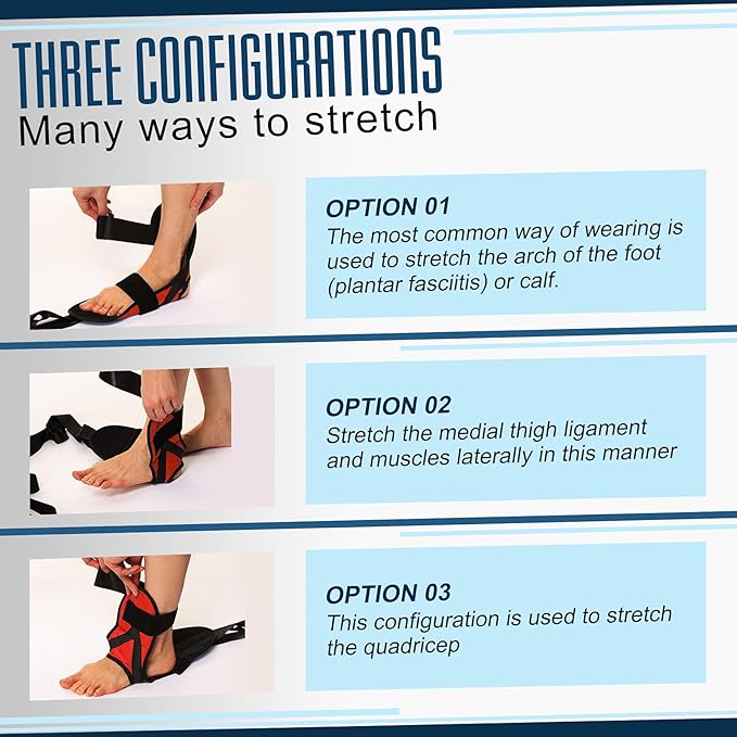 Foot Calf stretcher for Plantar Fasciitis, Achilles Tendonitis, Heel Spurs, Drop Foot. Yoga Stretching Strap for Leg, Thigh and Hamstring (Red)