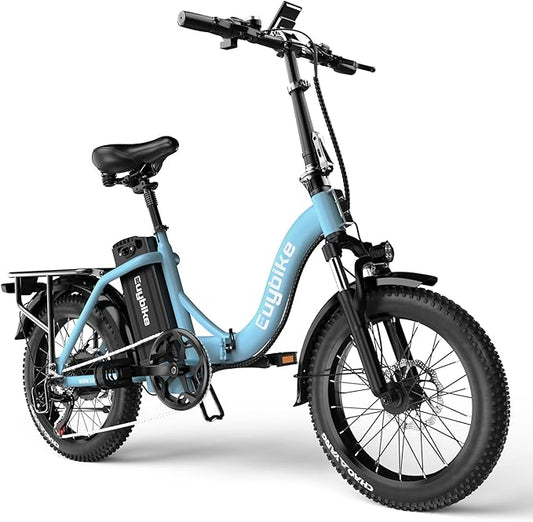Foldable Electric Bike for Adults, Peak 1000W Brushless Motor 30MPH 70Miles City Commuter Ebike, 48V 20AH Lithium Battery, 20" Fat Tire 7-Speed E-Bicycle with Front Suspension Colourful LCD Display