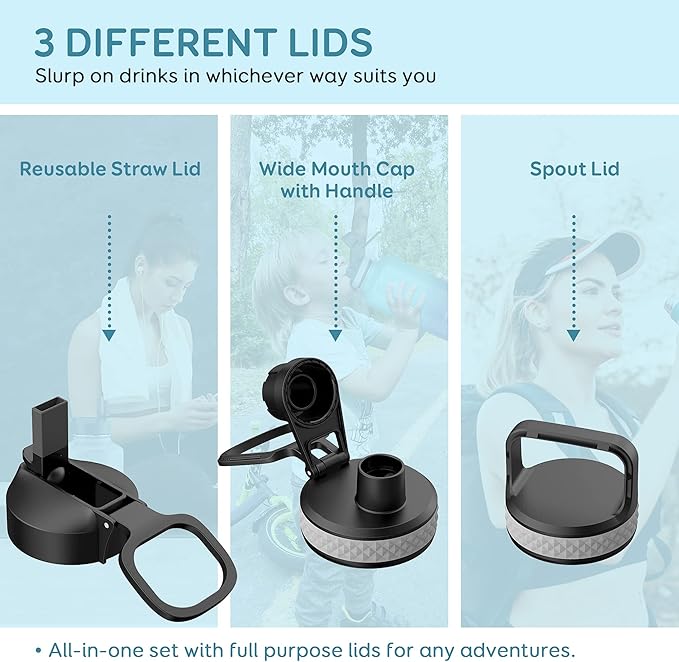 Coolflask Water Bottle 87 oz with Straw, 2/3 Gallon Insulated Stainless Steel 3 Lids Large Water Jug Wide Mouth for Sports or Office, Non-BPA Keep Cold Up to 48 Hrs or Hot Up to 24 Hrs, Piano Night