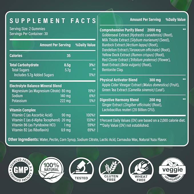 Detox Cleanse Gummies - Liver, Gut, Kidney Cleanse Detox & Repair, Rapid & Effective Full Body Cleanse Best for Women and Men with Milk Thistle - Natural Plant-Based Detox Supplement, 120 Gummies