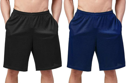 DEVOPS Men's 2-Pack Loose-Fit 10" Workout Gym Shorts with Pockets