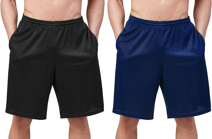 DEVOPS Men's 2-Pack Loose-Fit 10" Workout Gym Shorts with Pockets