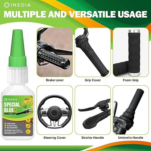 Grip Glue, 30g Quick Dry Handlebar Grip Adhesive for Motorcycle, Dirt Bike, ATV, Bicycle, Ebike & Snowmobile ??Quick-Dry, Waterproof, Flexible Repair Clear Glue