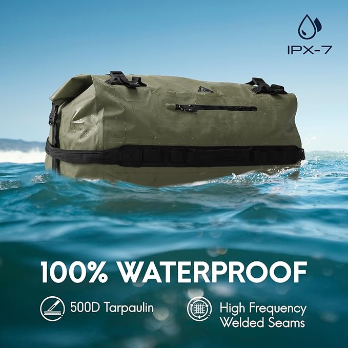 Haimont Large Waterproof Duffel Backpack Roll-Top Heavy Duty Dry Duffle Bag for Boating, Travel, Motorcycle, Kayaking, Camping, 60L