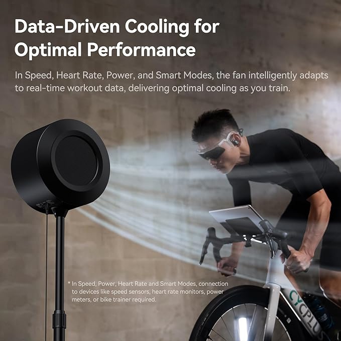 CYCPLUS Smart Indoor Cycling Fan, BLDC Motor Drive, 5 Speed Modes with Remote and APP Control, Low-Noise Bluetooth/ANT+ Cycling Fan for indoor Bike Trainers, Stationary/Spin Bikes, Cross Training
