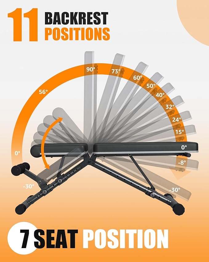 BARWING Adjustable Weight Bench Workout Bench, 1000 LB Heavy Duty Incline Decline Bench for Home Gym, Easy Assembly Foldable Training Lifting Bench, Ultra Short Gap 2025 New Version