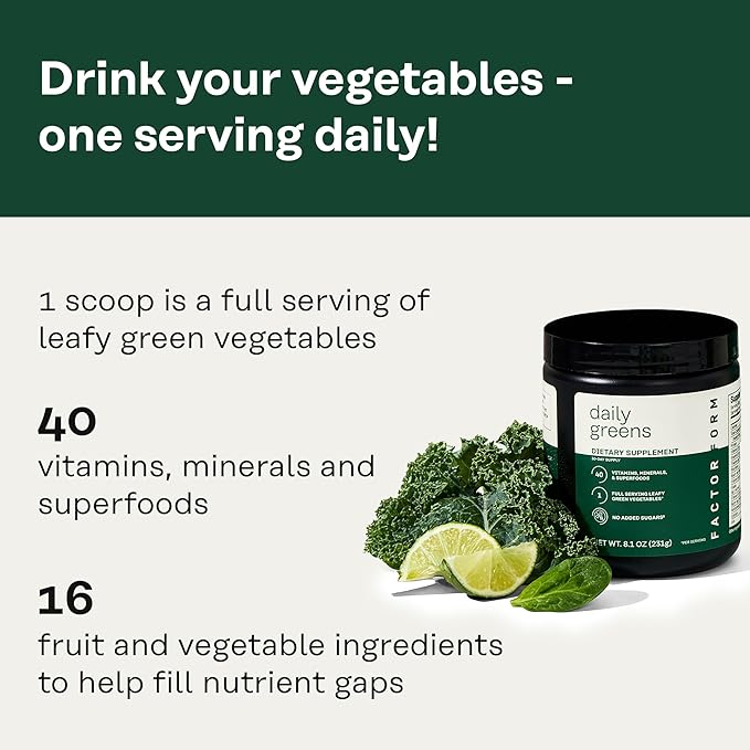 Daily Greens Superfood Powder | 5 Functional Blends for Gut Health, Energy & Immunity | Prebiotics, Probiotics, Adaptogens, B Vitamins (30 Servings, Jar)