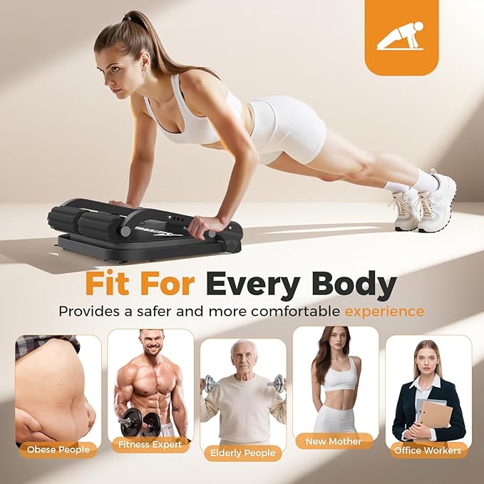 Ab Machine,Sit Up Exercise Equipment& Core Machine, Workout Equipment,Adjustable Ab Trainer with 3 Resistance Levels and Removable Auxiliary Handle,Home Gym Fitness Equipment for All Ages
