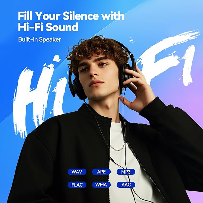 AGPTEK 64GB MP3 Player with Bluetooth, M3 2.4 inch Music Player with Speaker and FM Radio, Touch Buttons, Supports Up to 128GB(Blue)