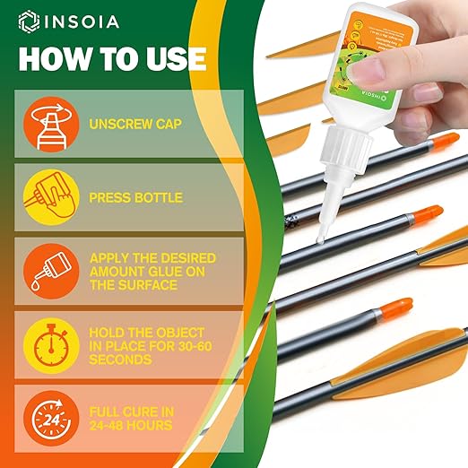 Arrow Fletching Glue, 20g Clear Fast-Dry Insert Adhesive for Arrow Vanes, Feathers & Fletching ??Super Bond Arrow Glue for Carbon, Aluminum & Wood Shafts, Waterproof & Precision Tip