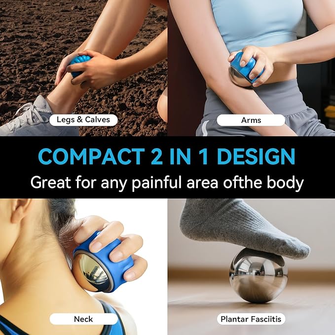 iECO Massage Ice Roller Ball - Stainless Steel Cold & Heat Therapy Massage Tool for Deep Tissue, Sore Muscle, Trigger Point, Muscle Knots Full Body Relax