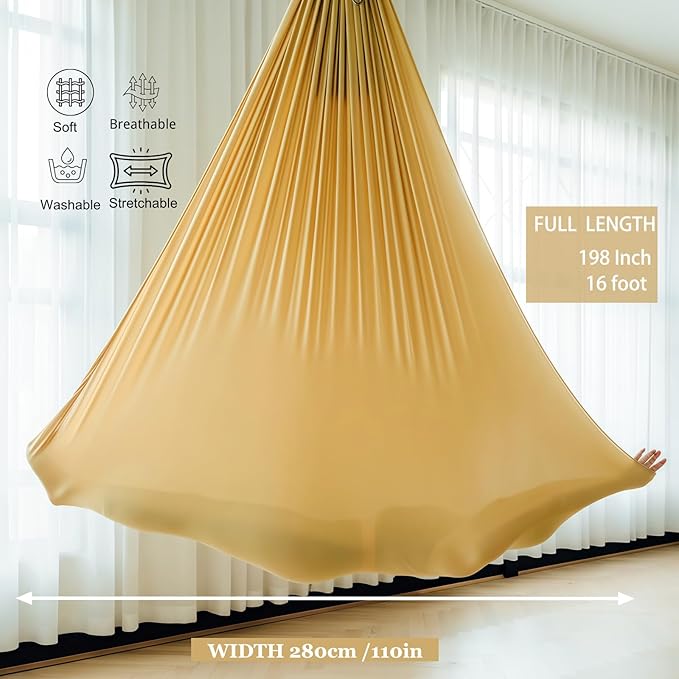 F.Life Aerial Silk Yoga Hammock & Swing for yoga Inversion,Strength training,starter hardware kit