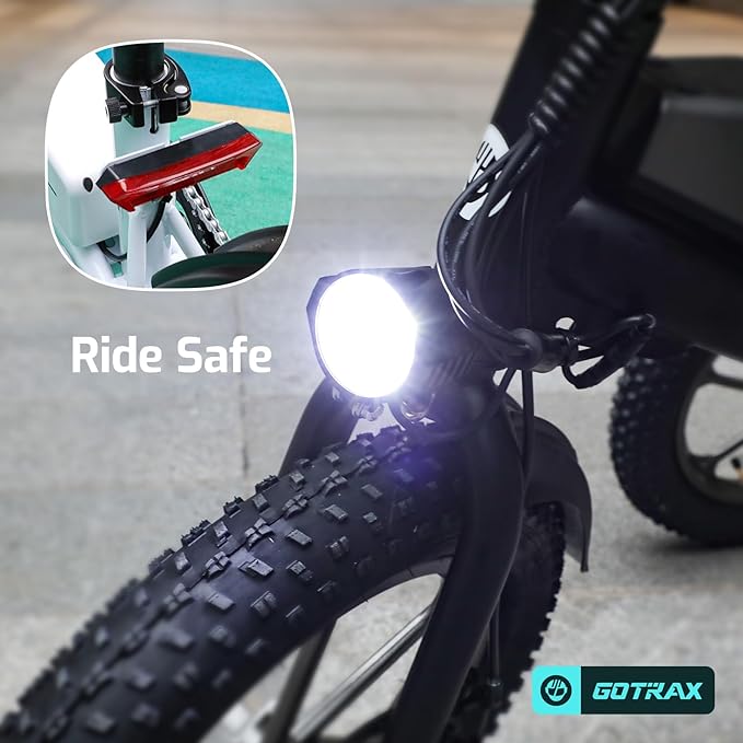 Gotrax S3 Electric Bike, 16x3.0 Fat Tire Electric Bicycle Adults, 750W Peak Motor, Max Range 25 Miles, Up to 20 Mph, Removable Battery, Adjustable Seat, Folding Electric Bike for Adults/Teens 13+