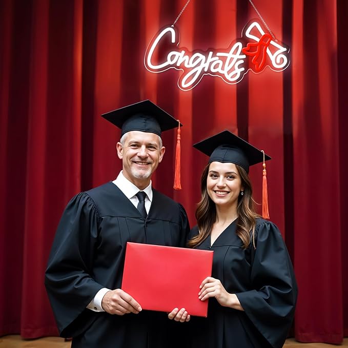 Congrats Graduation Neon Sign - Class of 2025 Graduation Party Decorations,LED Neon Light Up Sign for Photo Backdrop,Graduate Ceremony Wall Decor for High School College Celebration