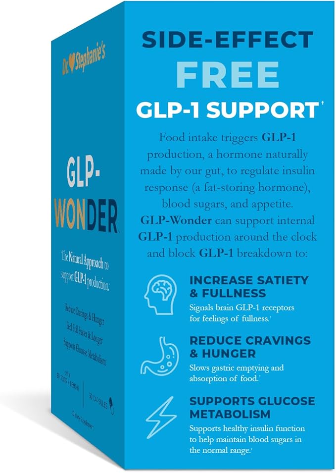 Dr. Stephanie's GLP-Wonder Natural GLP-1 Boosting Supplement - Control Hunger & Appetite, Fight Cravings - Side-Effect Free Support