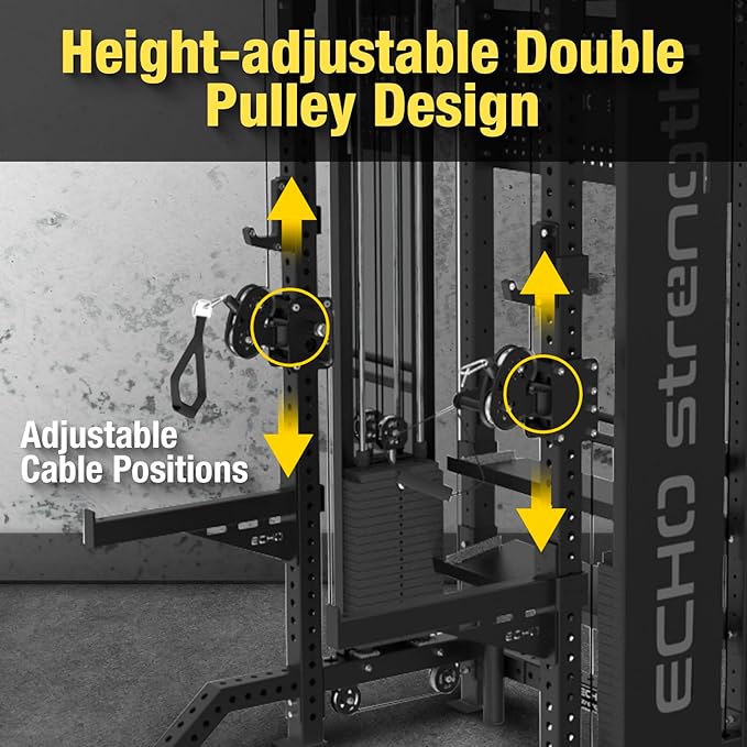 Commercial Cable Crossover Exercise Machine All in One Functional Trainer Cable Machine with 400LBS Weight Stacks Power Cage Squat Rack with Pulley System Compact Functional Trainer for Home Gyms